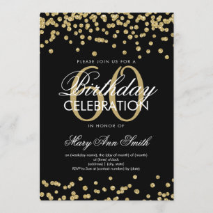 Invitation Parties scintillant Gold Black 60th Birthday Party