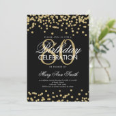 Invitation Parties scintillant Gold Black 80th Birthday Party (Debout devant)
