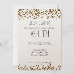 Invitation Parties scintillant Gold Bling Confetti