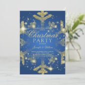 Invitation Parties scintillant Gold & Blue Feu de neige Fête (Debout devant)