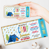 Invitation Parties scintillant Gold Blue Glamping Billets Pas