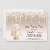 Invitation Parties scintillant Gold Cake 60e fête d'anniversa (Devant)