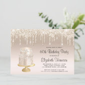 Invitation Parties scintillant Gold Cake 60e fête d'anniversa (Debout devant)