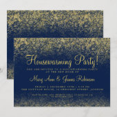 Invitation Parties scintillant Gold de la fête du réchauffeme (Devant / Derrière)