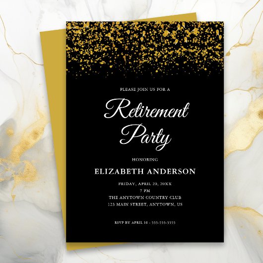 Invitation Parties scintillant Gold de la partie de retraite 
