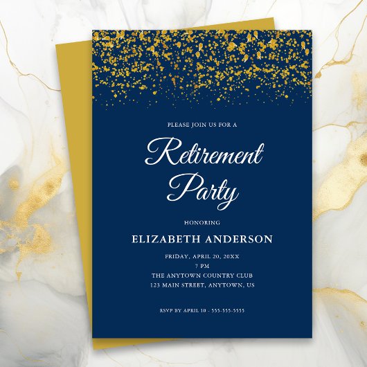 Invitation Parties scintillant Gold de la partie de retraite 