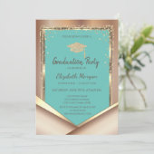 Invitation Parties scintillant Gold Diamonds Mint Green Gradu (Debout devant)