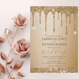 Invitation Parties scintillant Gold Drives Champagne Beige Ma