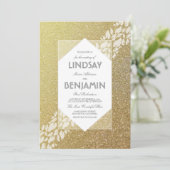 Invitation Parties scintillant Gold Elegant Vintage Wedding (Debout devant)