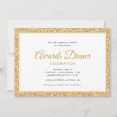 Invitation Parties scintillant Gold Faux | Célébration du dîn (Devant)