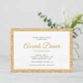 Invitation Parties scintillant Gold Faux | Célébration du dîn (Debout devant)