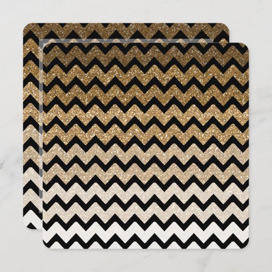 Invitation Parties scintillant Gold Faux Chevron Ombre Sweet (Devant / Derrière)