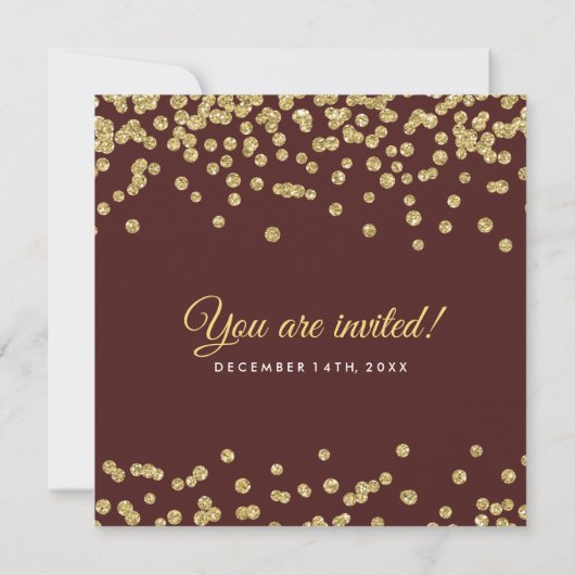 Invitation Parties scintillant Gold Faux Confetti Mariage élé (Dos)