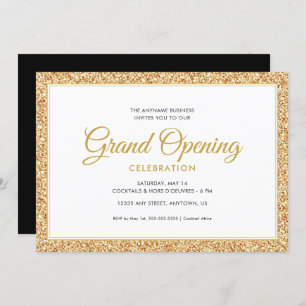 Invitation Parties scintillant Gold Faux   Grande ouverture