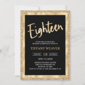 Invitation Parties scintillant Gold Foil dix-huit 18e anniver (Devant)