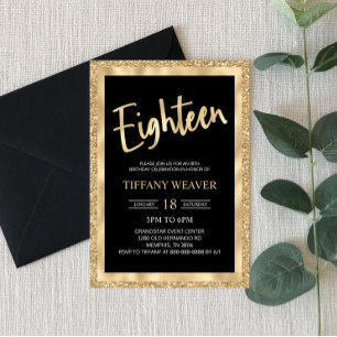 Invitation Parties scintillant Gold Foil dix-huit 18e anniver