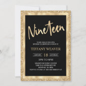 Invitation Parties scintillant Gold Foil Dix-neuf-neuvième an (Devant)