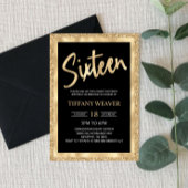 Invitation Parties scintillant Gold Foil Seize 16e anniversai