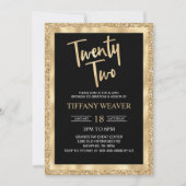 Invitation Parties scintillant Gold Foil Vingt-deux 22e anniv (Devant)