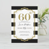 Invitation Parties scintillant Gold Frame et Black Stripes 60 (Debout devant)