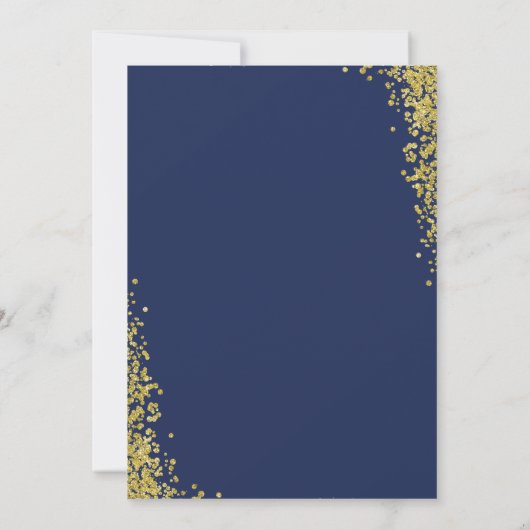 Invitation Parties scintillant Gold Frame Marine Blue First H (Dos)
