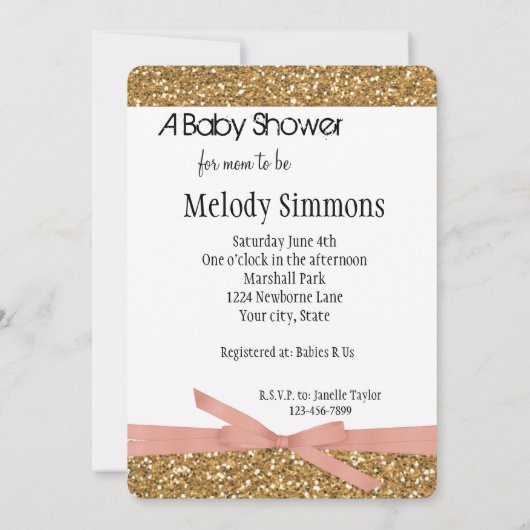 Invitation Parties scintillant Gold Glam Faux (Dos)