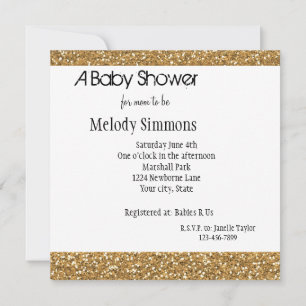 Invitation Parties scintillant Gold Glam Faux