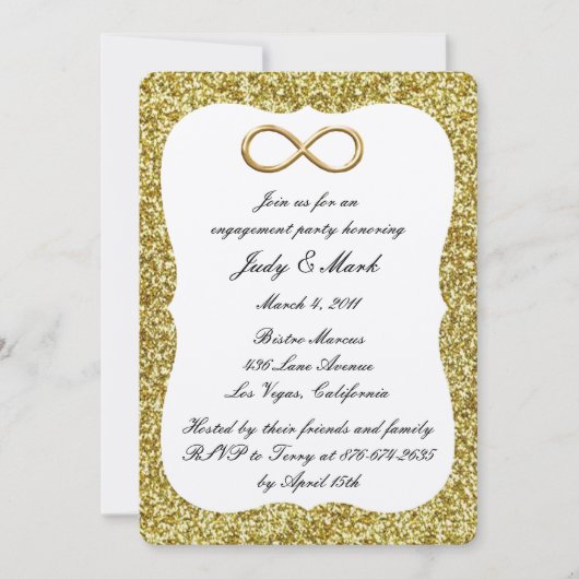 Invitation Parties scintillant Gold Gold Infinity Engagement  (Devant)