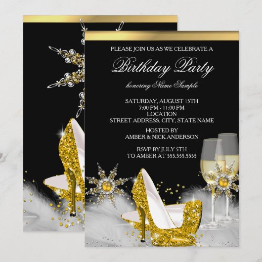 Invitation Parties scintillant Gold High Heel Chaussures Or C (Devant / Derrière)
