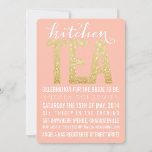 Invitation Parties scintillant Gold Kitchen Tea Shower Party 
