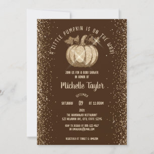 Invitation Parties scintillant Gold Little Citrouille Baby sh