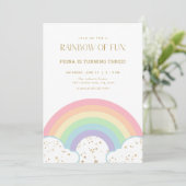 Invitation Parties scintillant Gold & Pastel Rainbow Invitati (Debout devant)