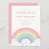Invitation Parties scintillant Gold & Pastel Rainbow Invitati (Devant / Derrière)