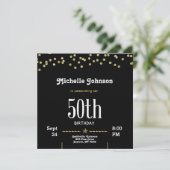 Invitation Parties scintillant Gold personnalisable 50e anniv (Debout devant)