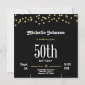 Invitation Parties scintillant Gold personnalisable 50e anniv (Devant)