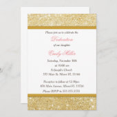 Invitation Parties scintillant Gold Pink Girl Dedication Invi (Devant / Derrière)