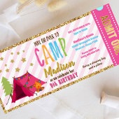 Invitation Parties scintillant Gold Pink Glamping Billets Pas