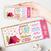 Invitation Parties scintillant Gold Pink Glamping Billets Pas