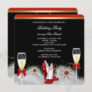 Invitation Parties scintillant Gold Red Heures Black Silver C