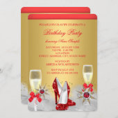 Invitation Parties scintillant Gold Red High Heures Silver Ch (Devant / Derrière)