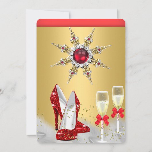 Invitation Parties scintillant Gold Red High Heures Silver Ch (Dos)