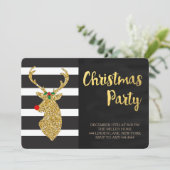 Invitation Parties scintillant Gold Reindeer Fête de Noël Inv (Debout devant)
