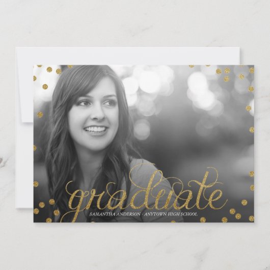 Invitation Parties scintillant Gold Script Look Photo Invitat (Devant)