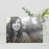Invitation Parties scintillant Gold Script Look Photo Invitat (Debout devant)