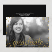 Invitation Parties scintillant Gold Script Look Photo Invitat (Devant / Derrière)