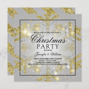 Invitation Parties scintillant Gold & Silver Fête de Noël