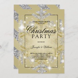 Invitation Parties scintillant Gold & Silver Fête de Noël