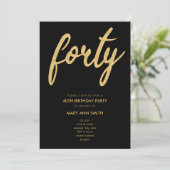 Invitation Parties scintillant Gold simple Type 40e anniversa (Debout devant)