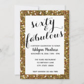 Invitation Parties scintillant Gold Sixty & Fabulous (Devant)