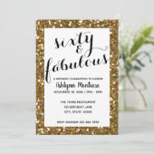 Invitation Parties scintillant Gold Sixty & Fabulous (Debout devant)